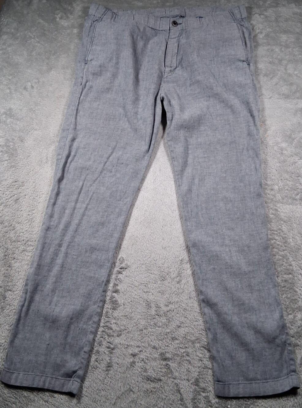 Tommy Bahama Pants Mens 38x32 Gray Relaxed Fit Linen Chambray Summer Casual